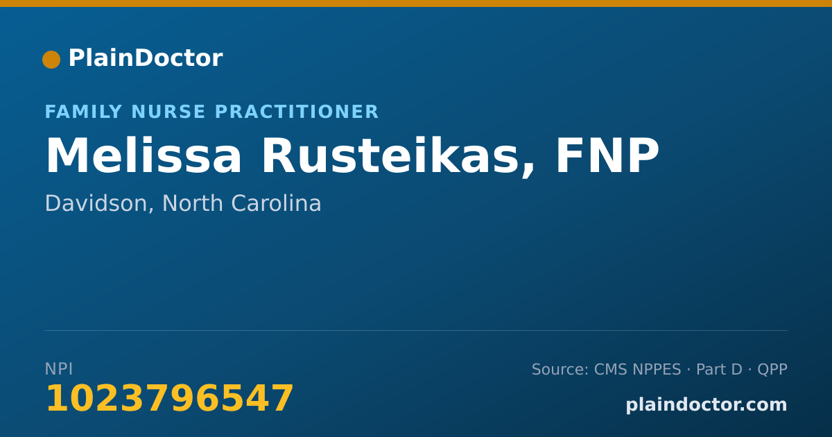 Shareable card for Melissa Rusteikas, FNP - Nurse Practitioner, Davidson, NC