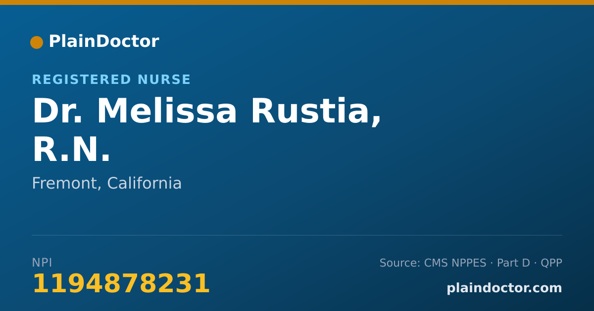 Shareable card for Melissa Rustia, R.N. - Registered Nurse, Fremont, CA