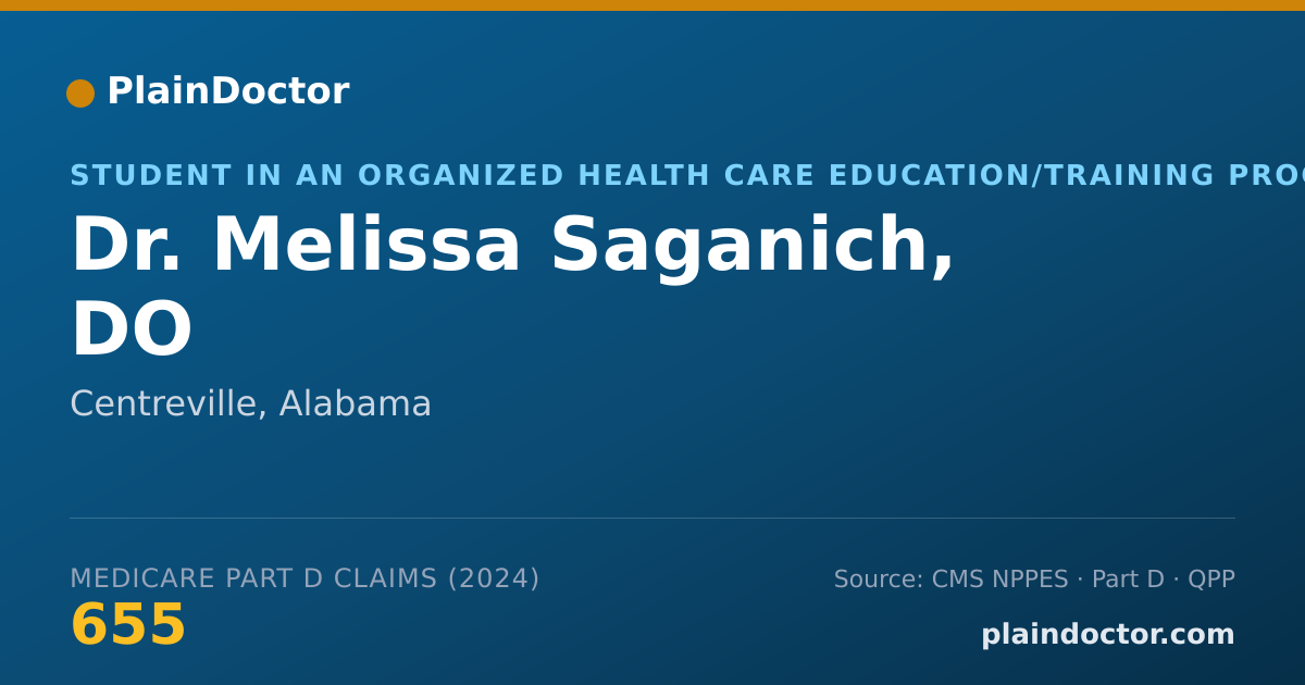 Shareable card for Melissa Saganich, DO - Student in an Organized Health Care Education/Training Program, Centreville, AL