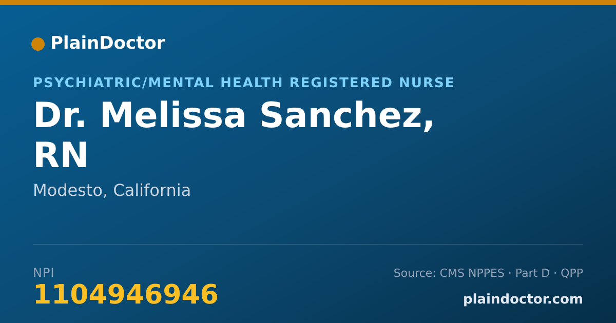 Shareable card for Melissa Sanchez, RN - Psychiatric/Mental Health Registered Nurse, Modesto, CA