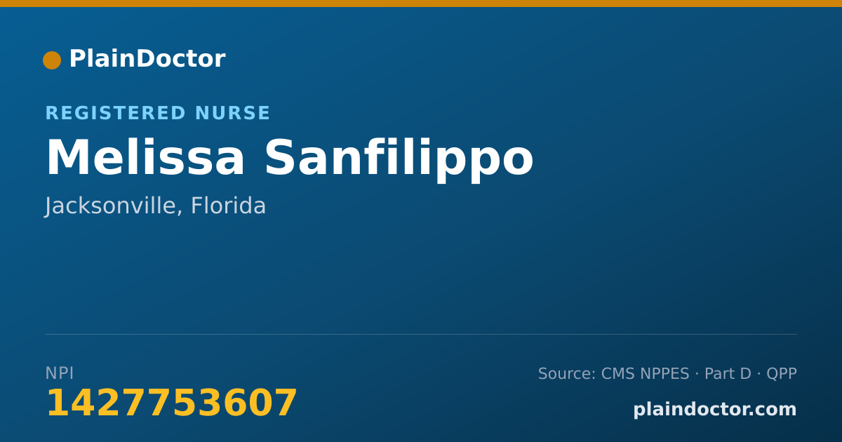 Shareable card for Melissa Sanfilippo - Registered Nurse, Jacksonville, FL
