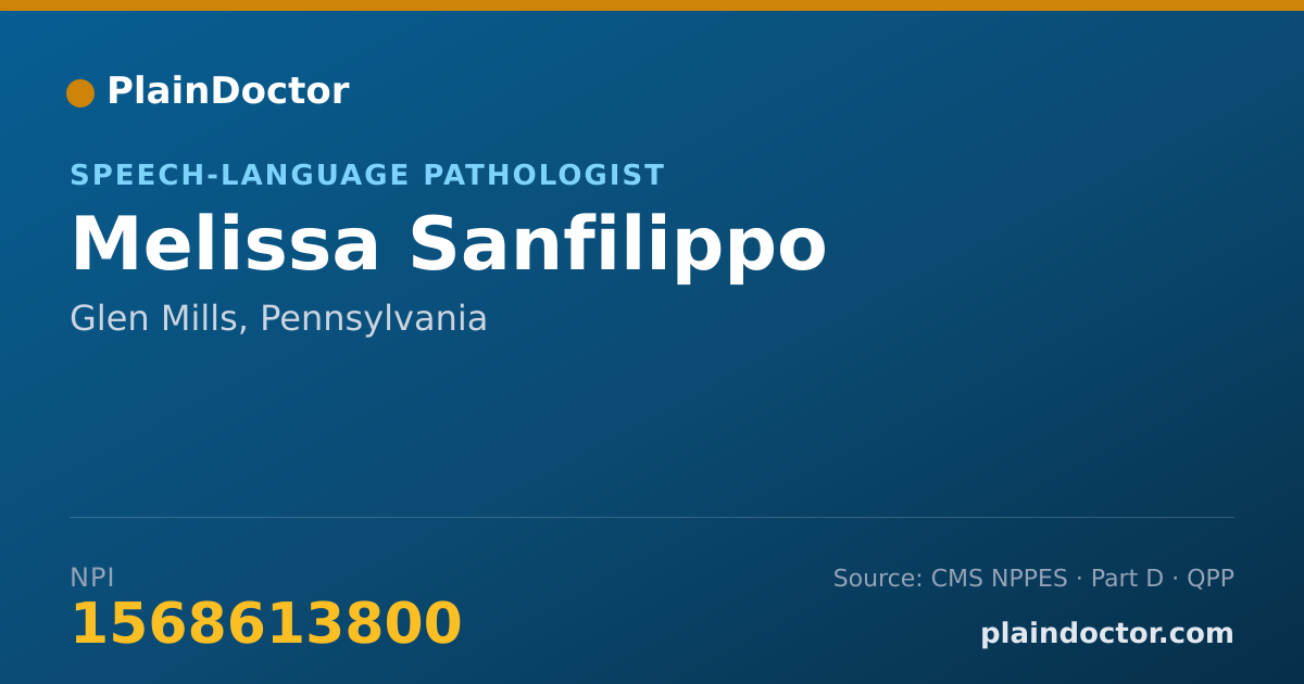 Shareable card for Melissa Sanfilippo - Speech-Language Pathologist, Glen Mills, PA