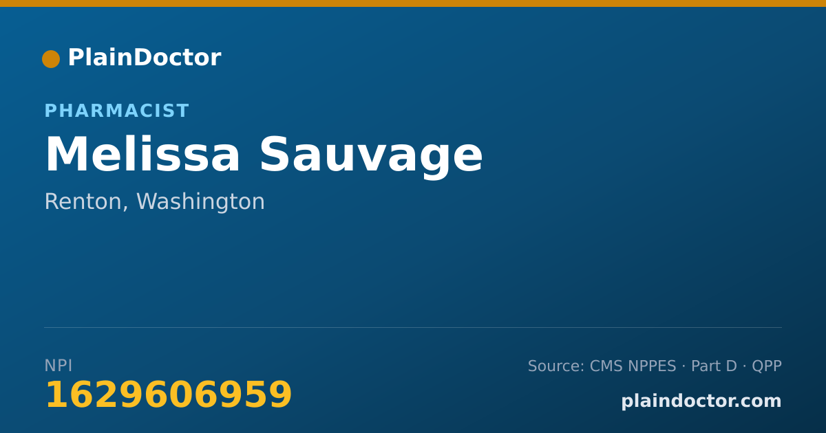 Shareable card for Melissa Sauvage - Pharmacist, Renton, WA