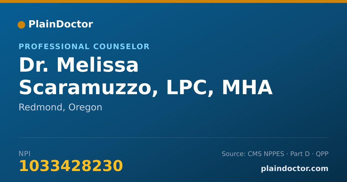 Shareable card for Melissa Scaramuzzo, LPC, MHA - Professional Counselor, Redmond, OR
