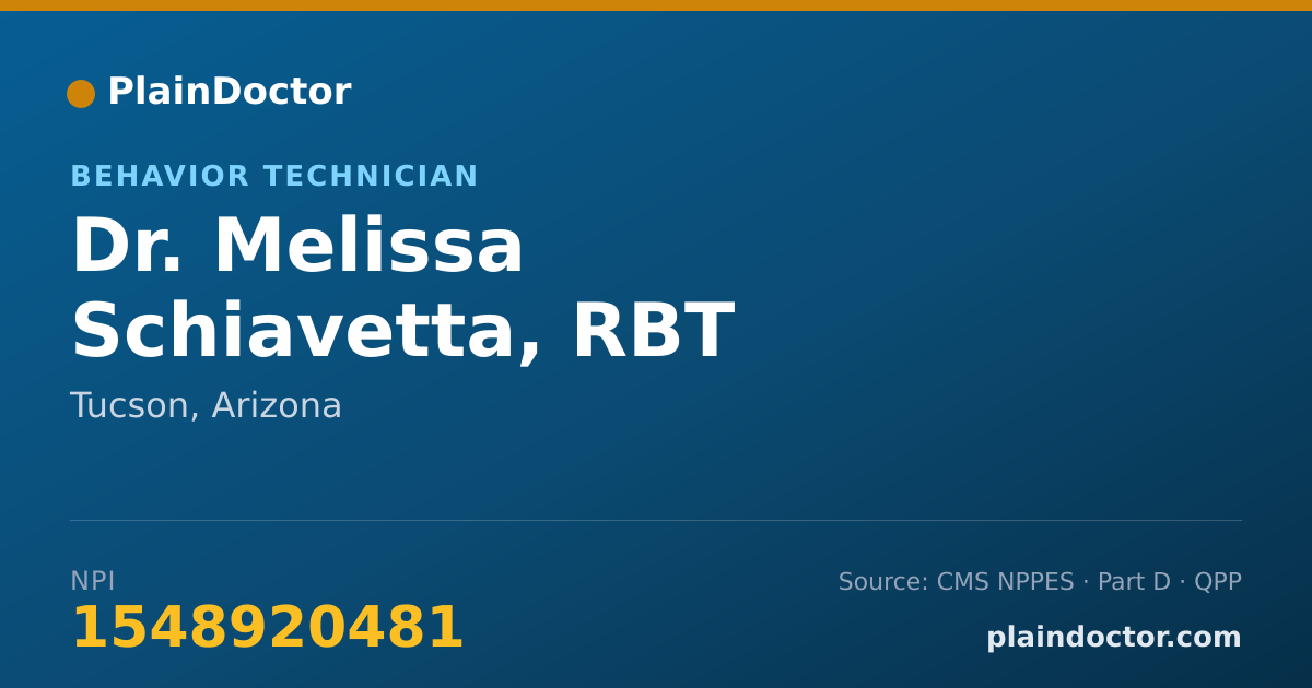 Shareable card for Melissa Schiavetta, RBT - Behavior Technician, Tucson, AZ