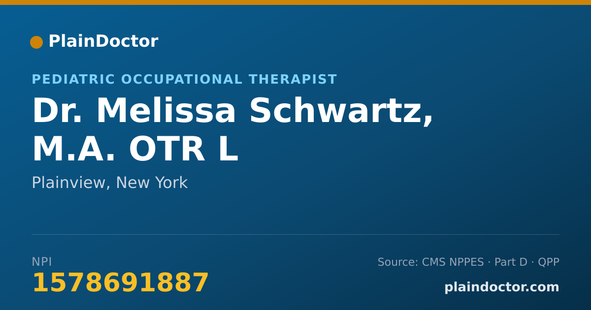 Shareable card for Melissa Schwartz, M.A. OTR L - Pediatric Occupational Therapist, Plainview, NY
