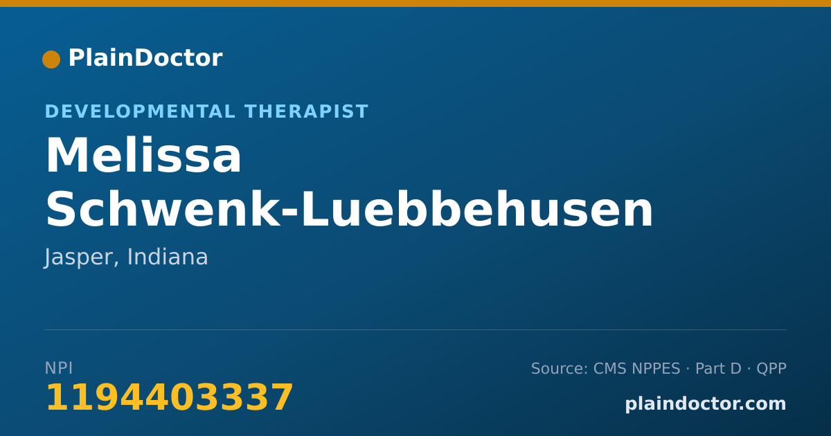 Shareable card for Melissa Schwenk-Luebbehusen - Developmental Therapist, Jasper, IN