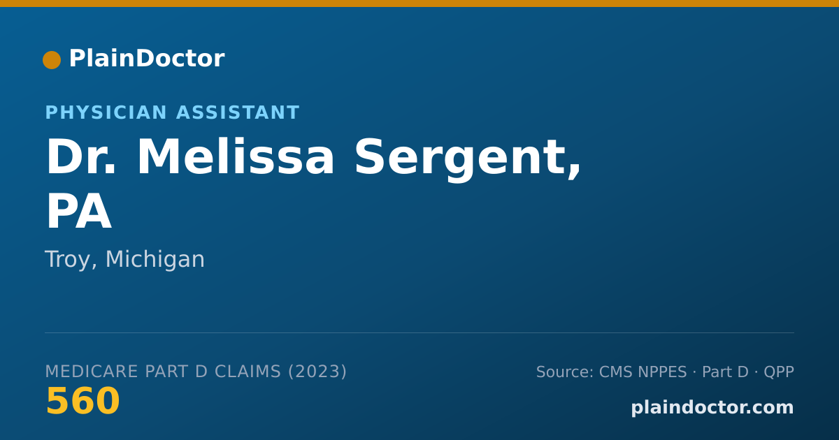 Shareable card for Melissa Sergent, PA - Physician Assistant, Troy, MI
