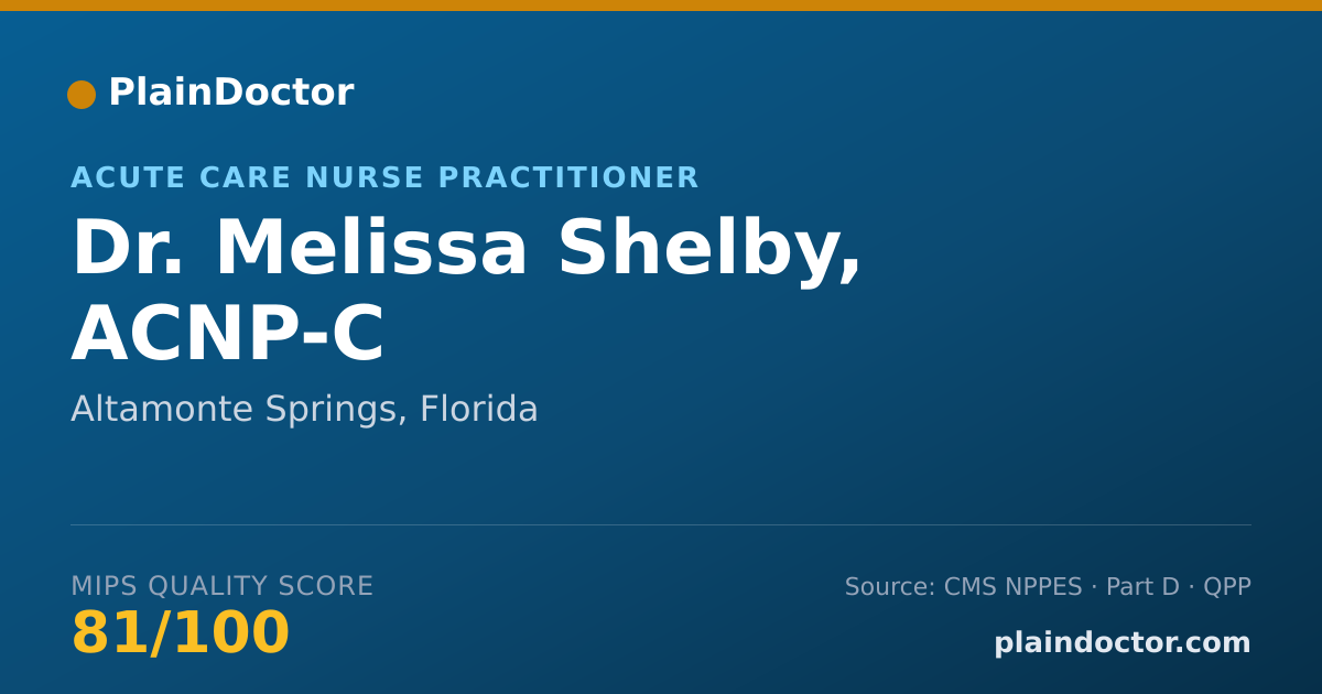 Shareable card for Melissa Shelby, ACNP-C - Acute Care Nurse Practitioner, Altamonte Springs, FL