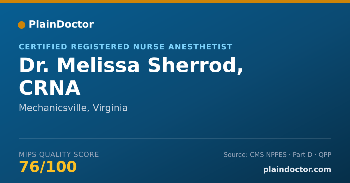Shareable card for Melissa Sherrod, CRNA - Certified Registered Nurse Anesthetist, Mechanicsville, VA