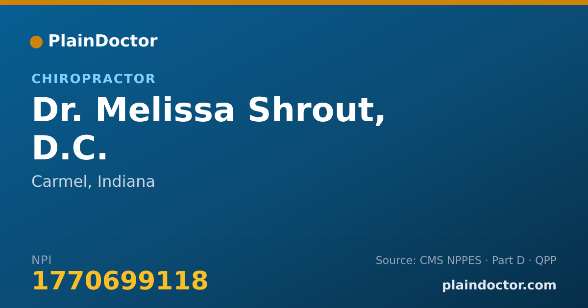 Shareable card for Melissa Shrout, D.C. - Chiropractor, Carmel, IN