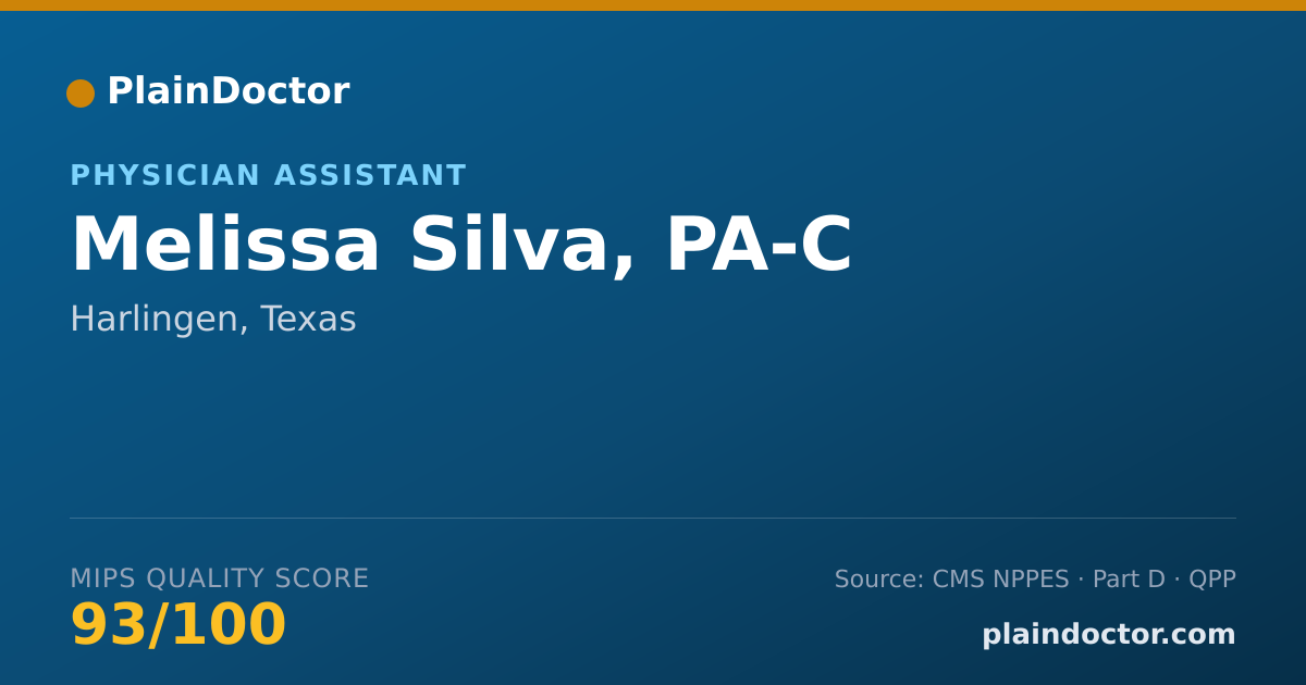 Shareable card for Melissa Silva, PA-C - Physician Assistant, Harlingen, TX