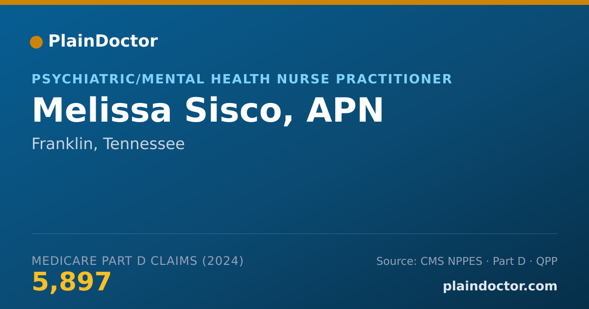 Shareable card for Melissa Sisco, APN - Psychiatric/Mental Health Nurse Practitioner, Franklin, TN