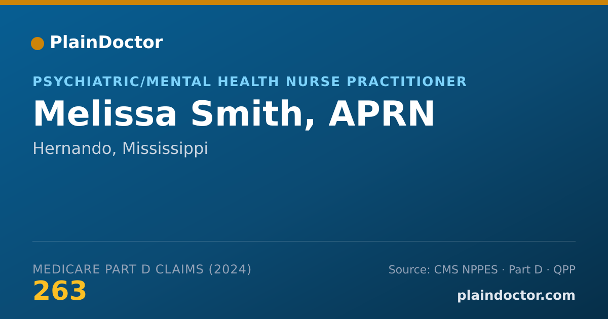 Shareable card for Melissa Smith, APRN - Psychiatric/Mental Health Nurse Practitioner, Hernando, MS