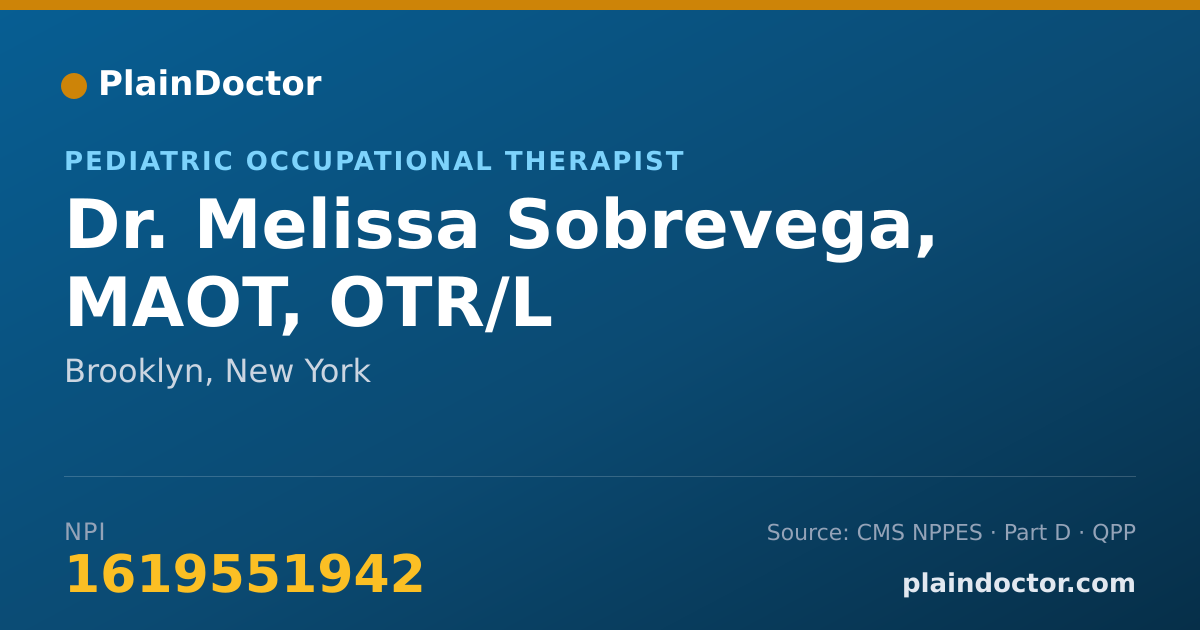 Shareable card for Melissa Sobrevega, MAOT, OTR/L - Pediatric Occupational Therapist, Brooklyn, NY