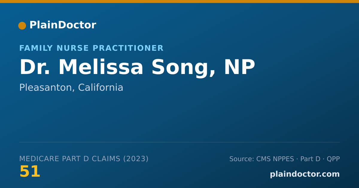 Shareable card for Melissa Song, NP - Family Nurse Practitioner, Pleasanton, CA