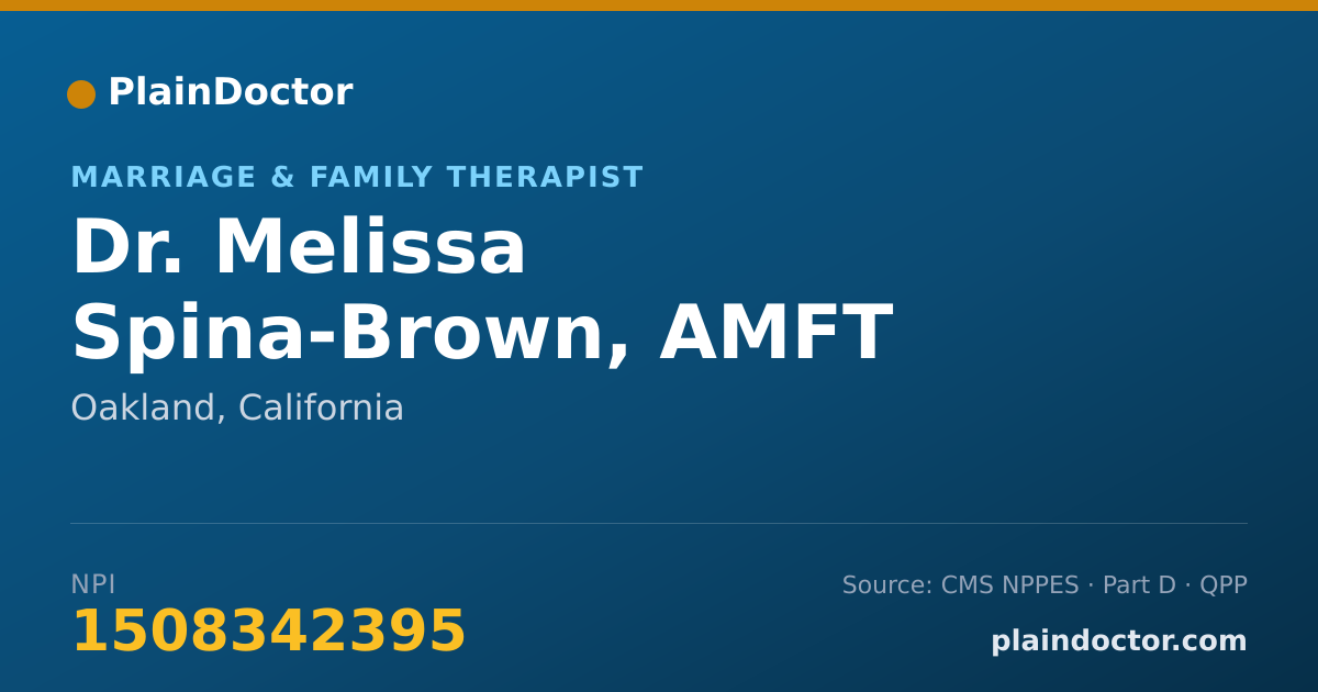 Shareable card for Melissa Spina-Brown, AMFT - Marriage & Family Therapist, Oakland, CA