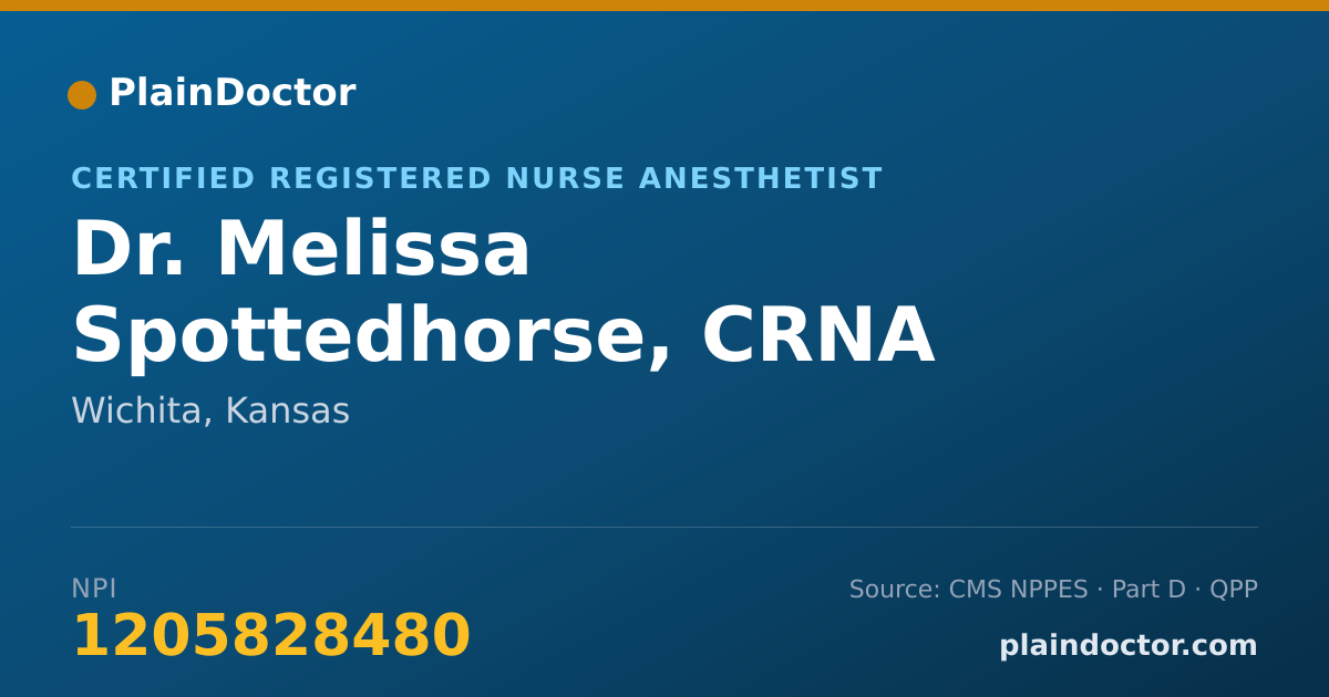 Shareable card for Melissa Spottedhorse, CRNA - Certified Registered Nurse Anesthetist, Wichita, KS