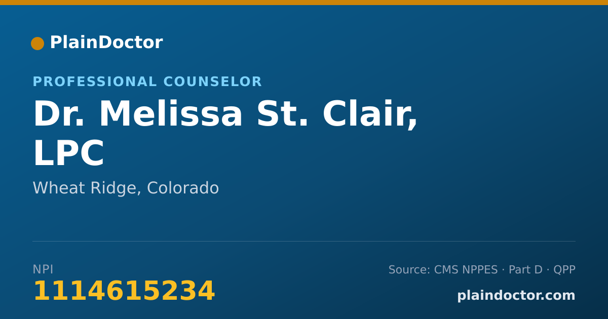 Shareable card for Melissa St. Clair, LPC - Professional Counselor, Wheat Ridge, CO