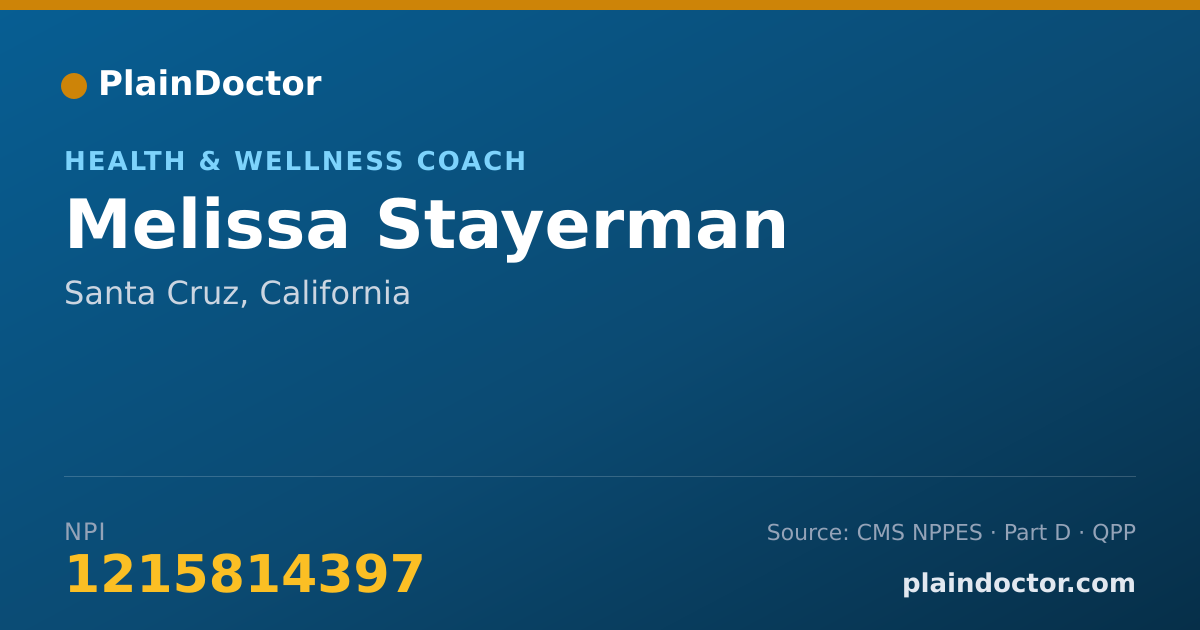 Shareable card for Melissa Stayerman - Health & Wellness Coach, Santa Cruz, CA