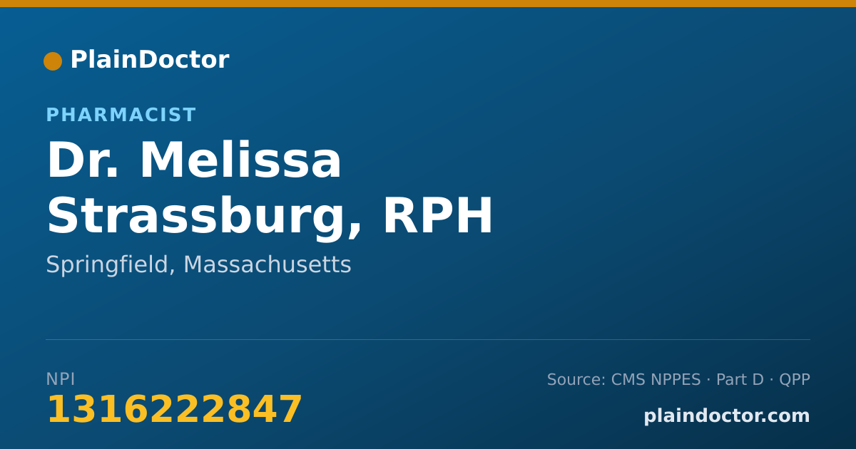 Shareable card for Melissa Strassburg, RPH - Pharmacist, Springfield, MA