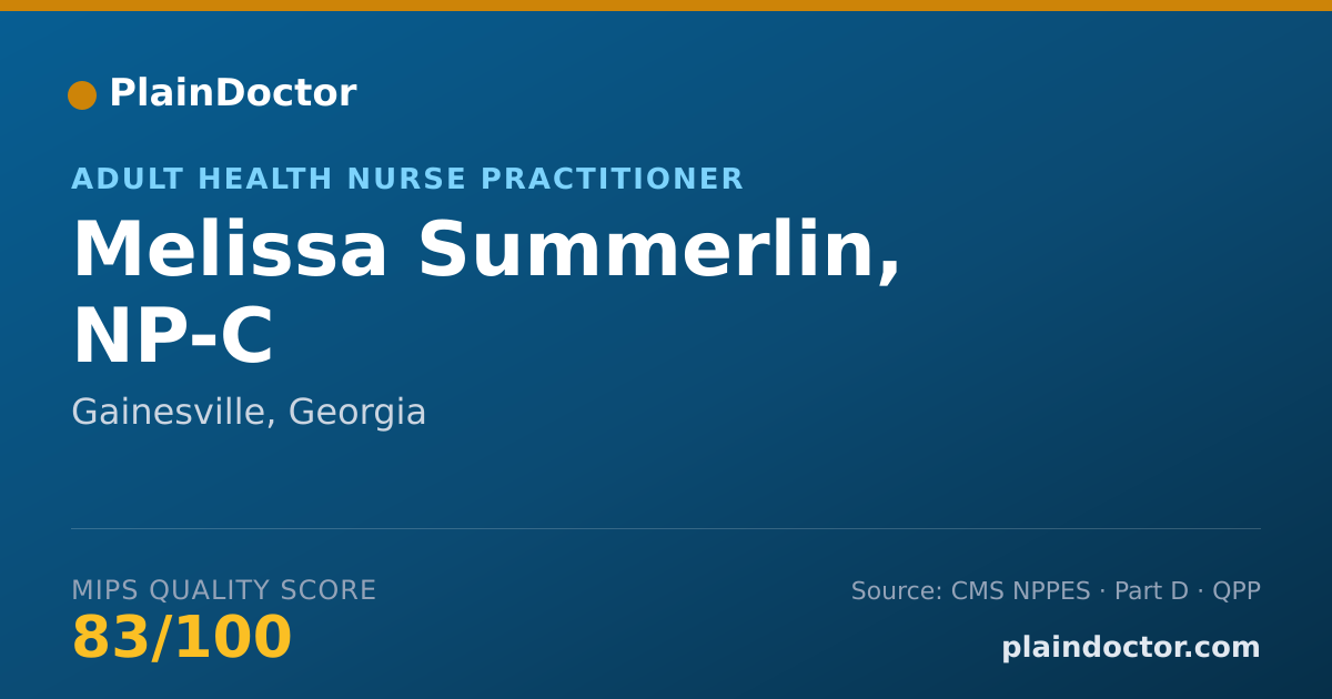 Shareable card for Melissa Summerlin, NP-C - Adult Health Nurse Practitioner, Gainesville, GA