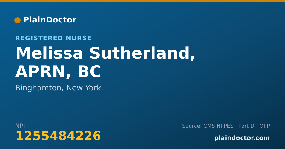 Shareable card for Melissa Sutherland, APRN, BC - Registered Nurse, Binghamton, NY