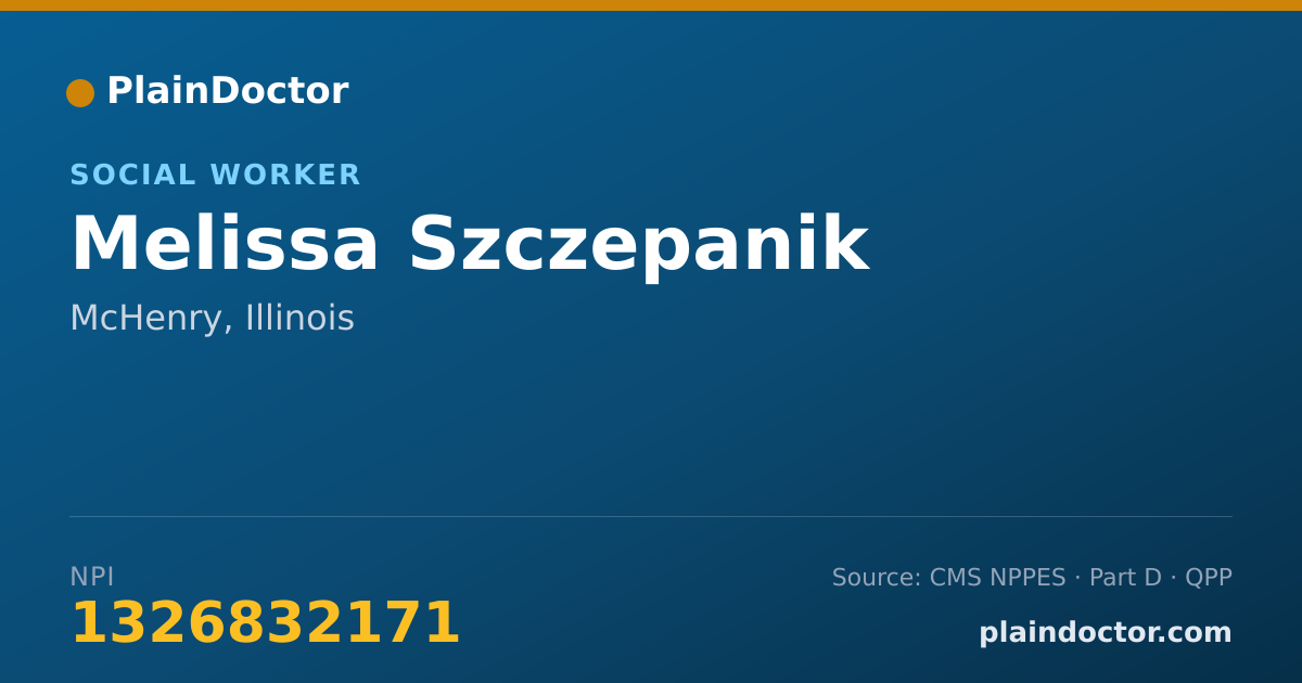 Shareable card for Melissa Szczepanik - Social Worker, McHenry, IL