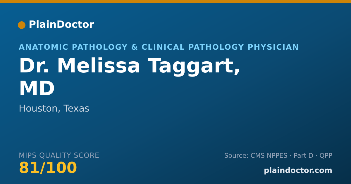 Shareable card for Melissa Taggart, MD - Anatomic Pathology & Clinical Pathology Physician, Houston, TX
