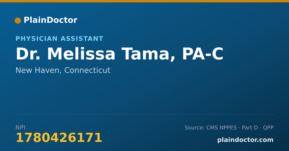 Shareable card for Melissa Tama, PA-C - Physician Assistant, New Haven, CT