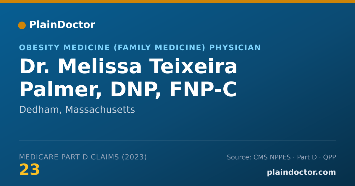 Shareable card for Melissa Teixeira Palmer, DNP, FNP-C - Obesity Medicine (Family Medicine) Physician, Dedham, MA