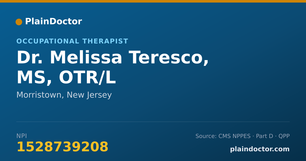 Shareable card for Melissa Teresco, MS, OTR/L - Occupational Therapist, Morristown, NJ