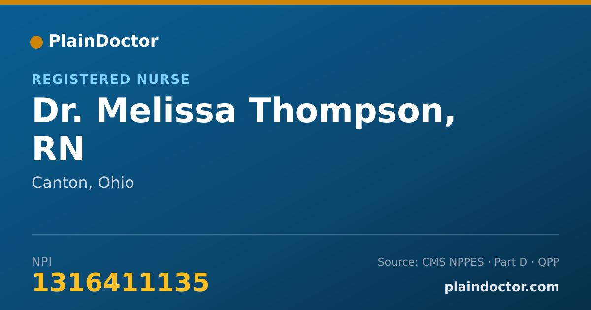 Shareable card for Melissa Thompson, RN - Registered Nurse, Canton, OH