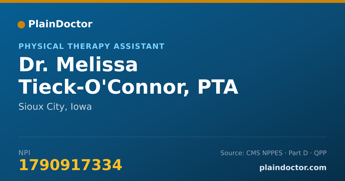 Shareable card for Melissa Tieck-O'Connor, PTA - Physical Therapy Assistant, Sioux City, IA