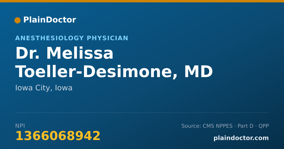 Shareable card for Melissa Toeller-Desimone, MD - Anesthesiology Physician, Iowa City, IA