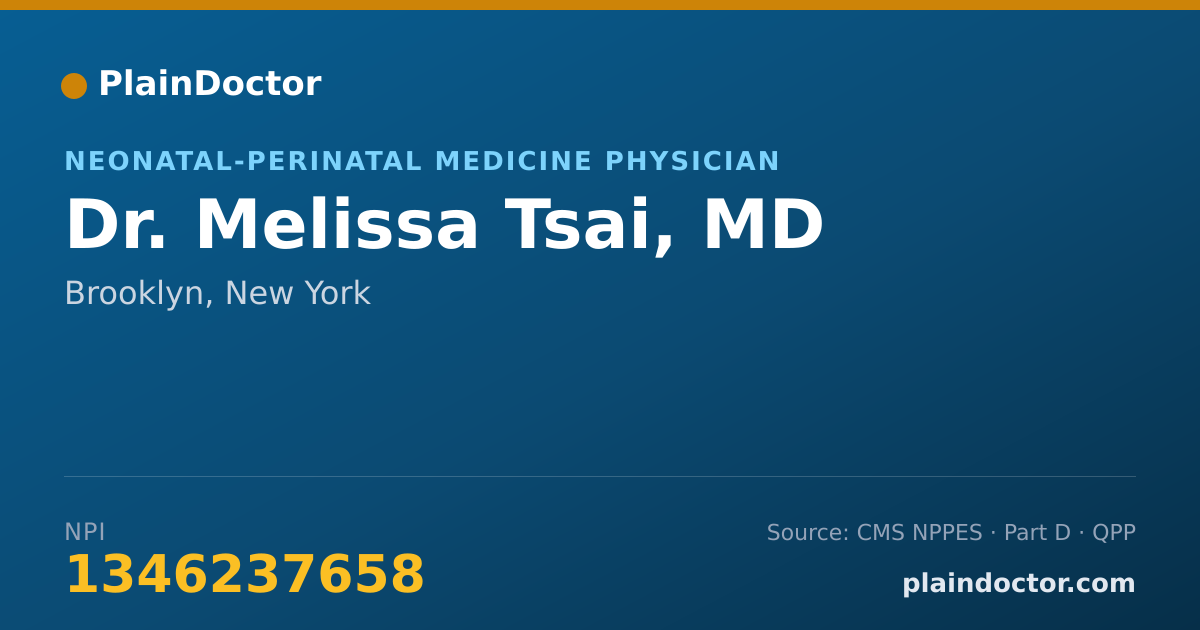 Shareable card for Melissa Tsai, MD - Neonatal-Perinatal Medicine Physician, Brooklyn, NY