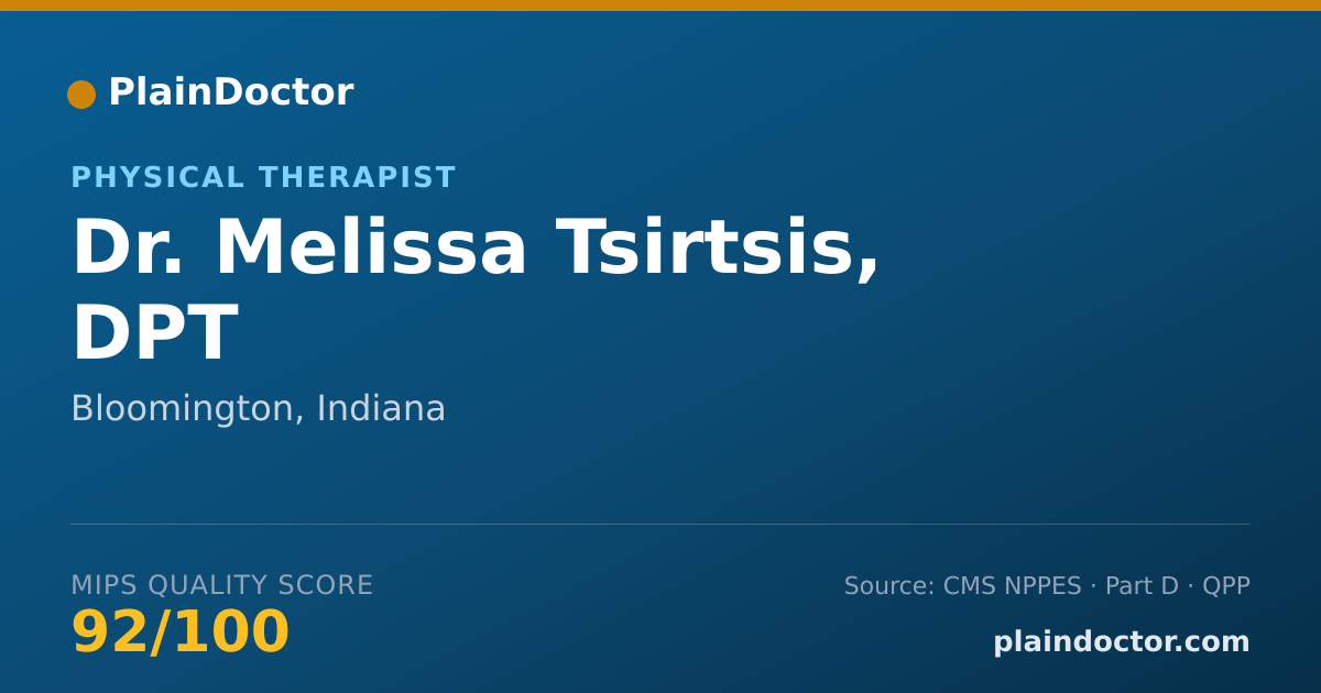 Shareable card for Melissa Tsirtsis, DPT - Physical Therapist, Bloomington, IN