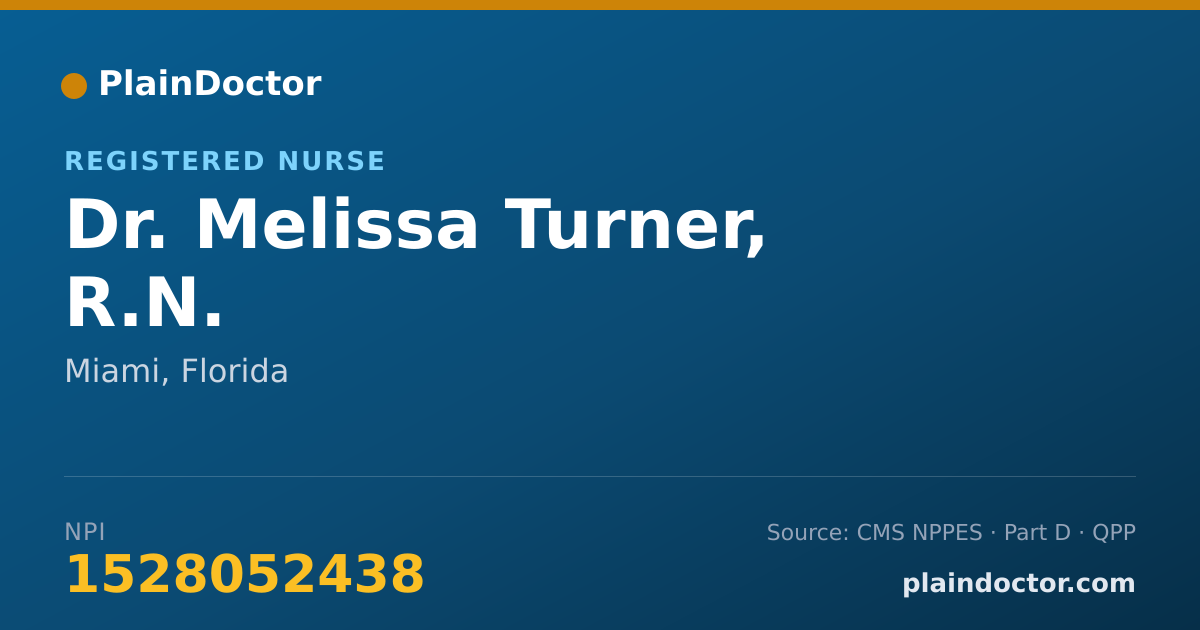 Shareable card for Melissa Turner, R.N. - Registered Nurse, Miami, FL