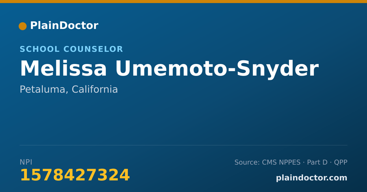 Shareable card for Melissa Umemoto-Snyder - School Counselor, Petaluma, CA