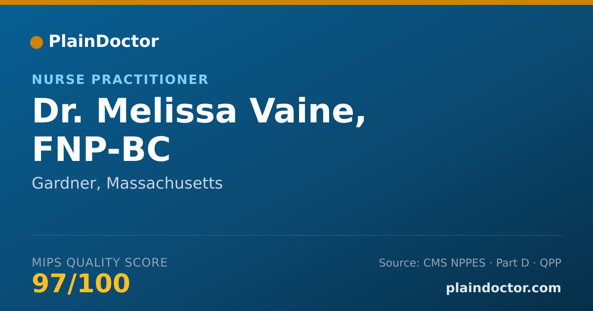 Shareable card for Melissa Vaine, FNP-BC - Nurse Practitioner, Gardner, MA