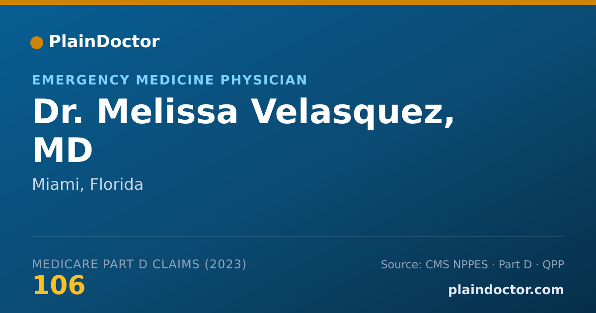 Shareable card for Melissa Velasquez, MD - Emergency Medicine Physician, Miami, FL