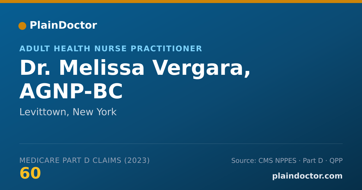 Shareable card for Melissa Vergara, AGNP-BC - Adult Health Nurse Practitioner, Levittown, NY