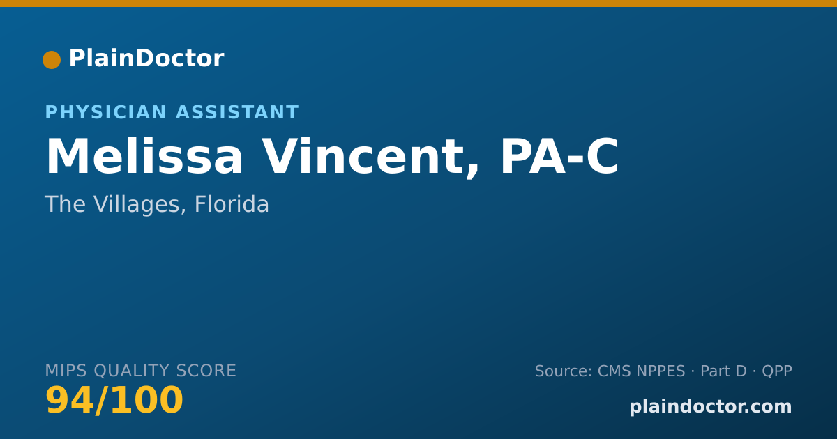 Shareable card for Melissa Vincent, PA-C - Physician Assistant, The Villages, FL