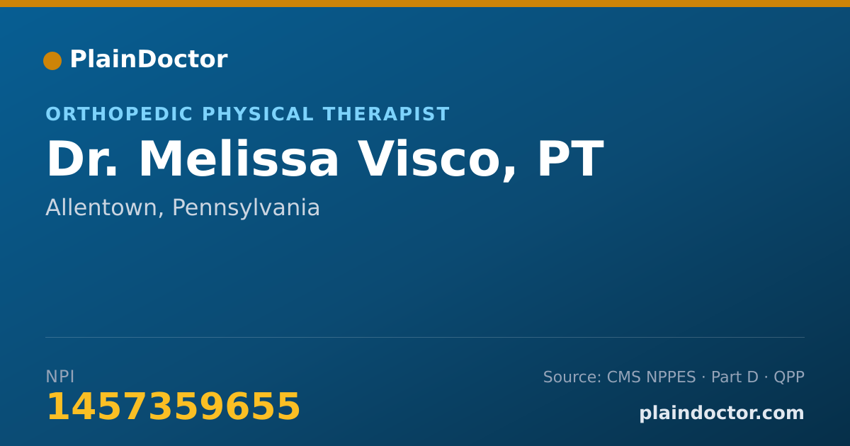 Shareable card for Melissa Visco, PT - Orthopedic Physical Therapist, Allentown, PA