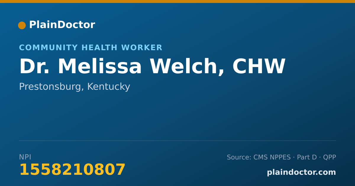 Shareable card for Melissa Welch, CHW - Community Health Worker, Prestonsburg, KY