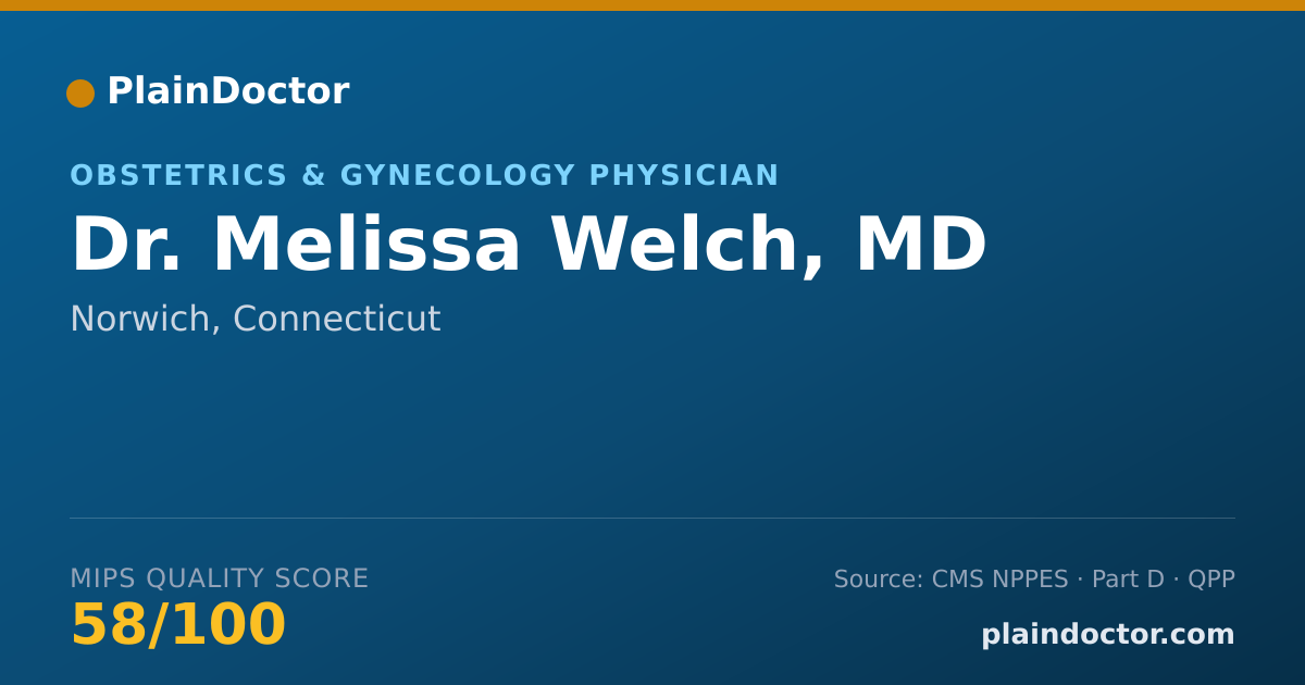 Shareable card for Melissa Welch, MD - Obstetrics & Gynecology Physician, Norwich, CT