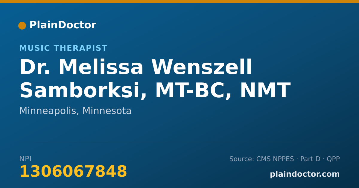 Shareable card for Melissa Wenszell Samborksi, MT-BC, NMT - Music Therapist, Minneapolis, MN