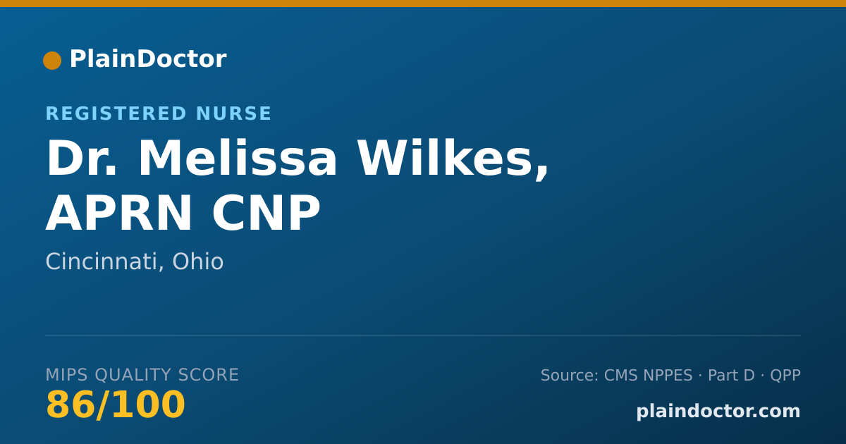 Shareable card for Melissa Wilkes, APRN CNP - Registered Nurse, Cincinnati, OH