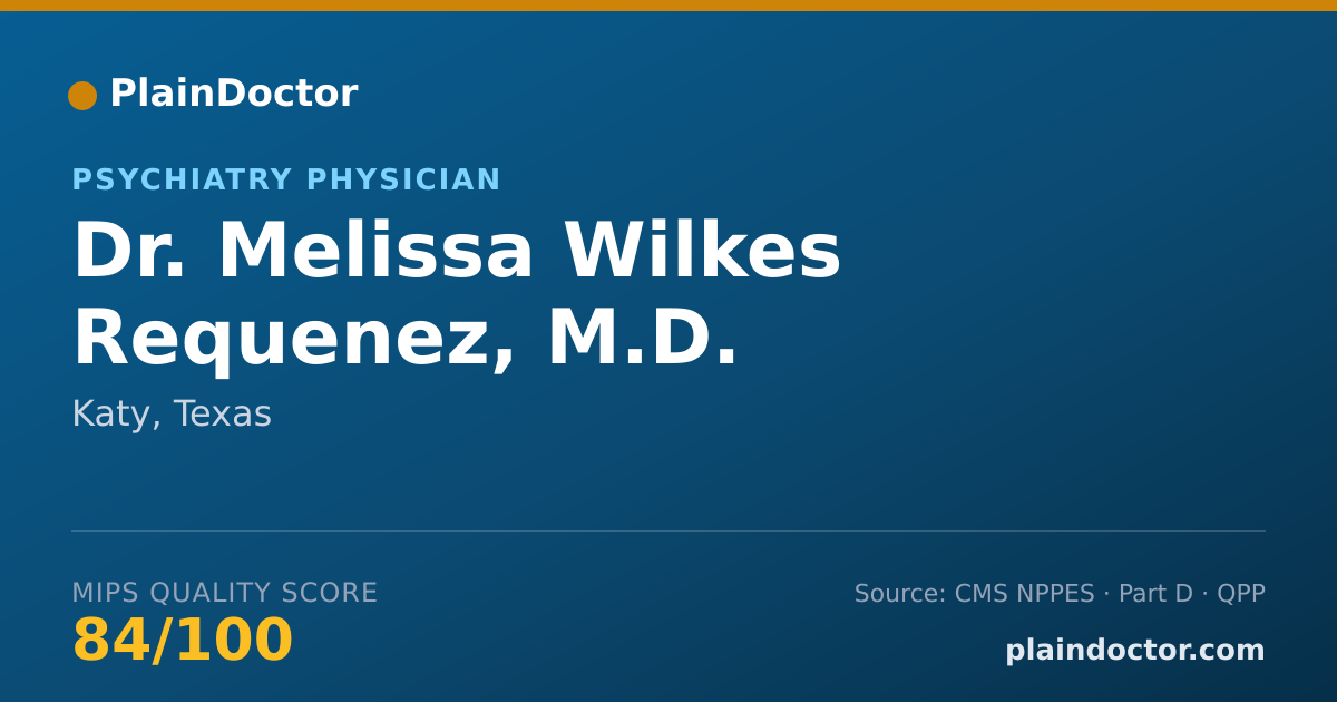 Shareable card for Melissa Wilkes Requenez, M.D. - Psychiatry Physician, Katy, TX
