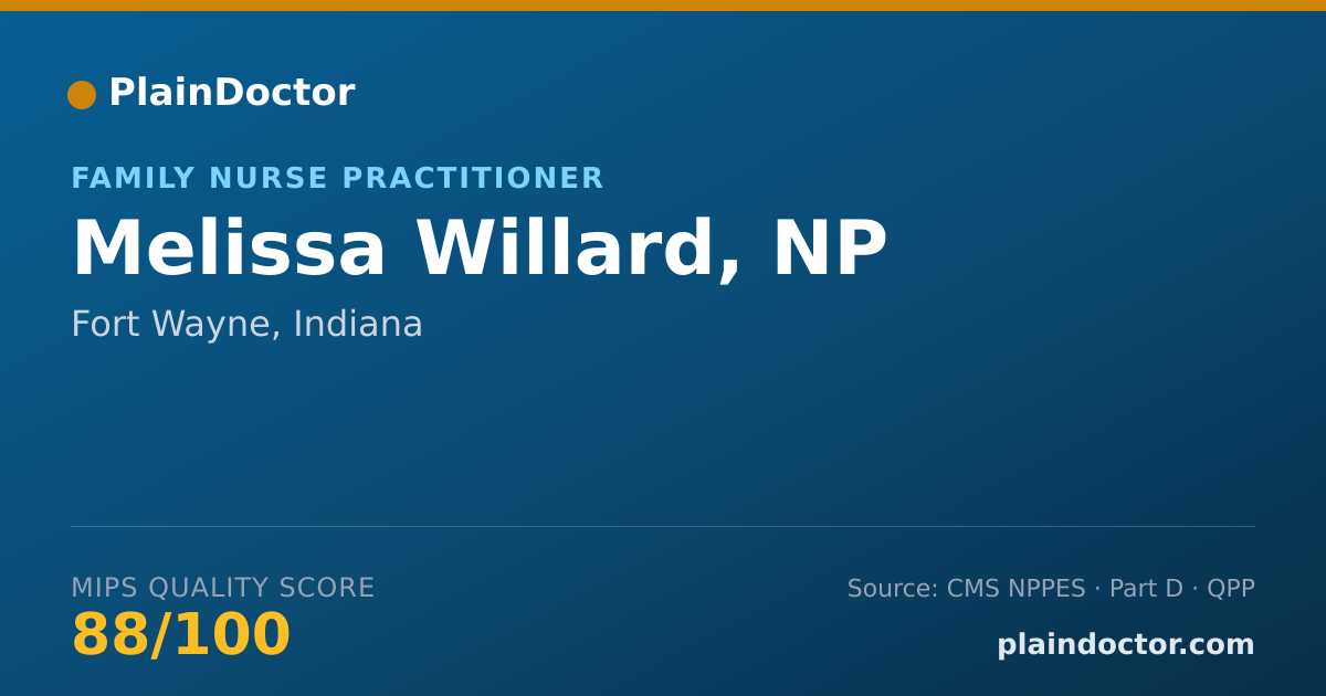 Shareable card for Melissa Willard, NP - Family Nurse Practitioner, Fort Wayne, IN